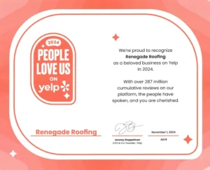 renegade roofing 2024 yelp award